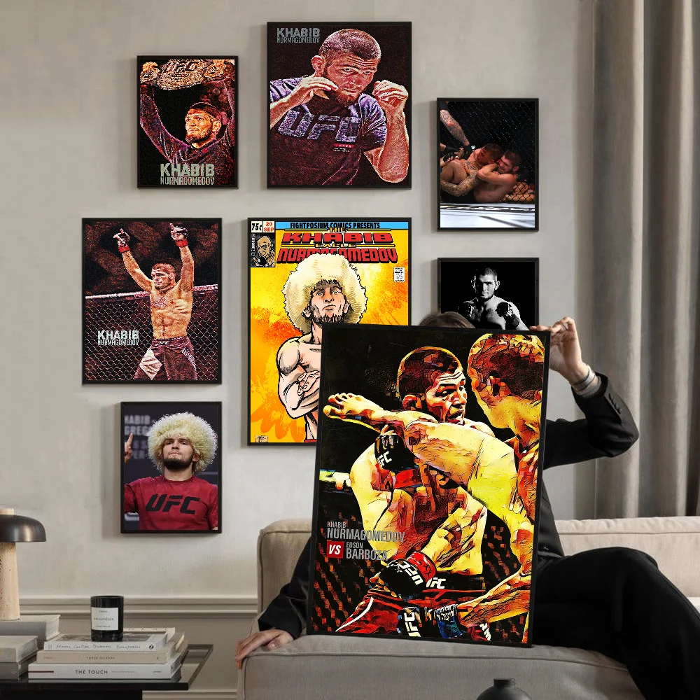 UFC Khabib Cool Nurmagomedov Vintage Posters Sticky Whitepaper Prints Posters Artwork Posters Wall Stickers