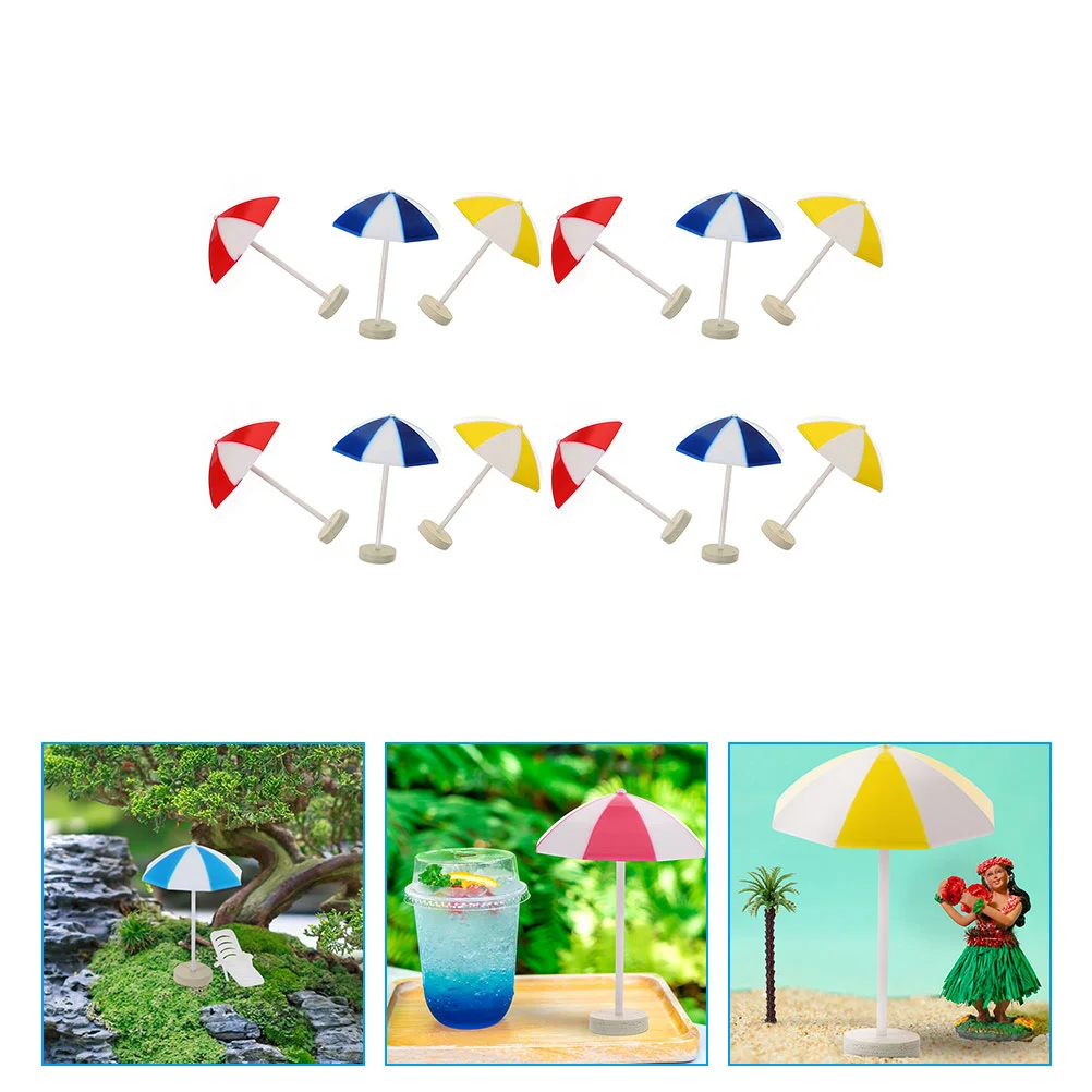 

6 Pcs Fantastic Beach Umbrella Micro Landscape Decor Miniature Sun House Cake Ornaments Plastic For