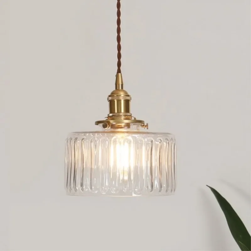 

Design Glass Pendant Lamps Modern Hanging Lights Cords for Dining Bedside Home Decorative Japanese Led Lustre Copper WF1014