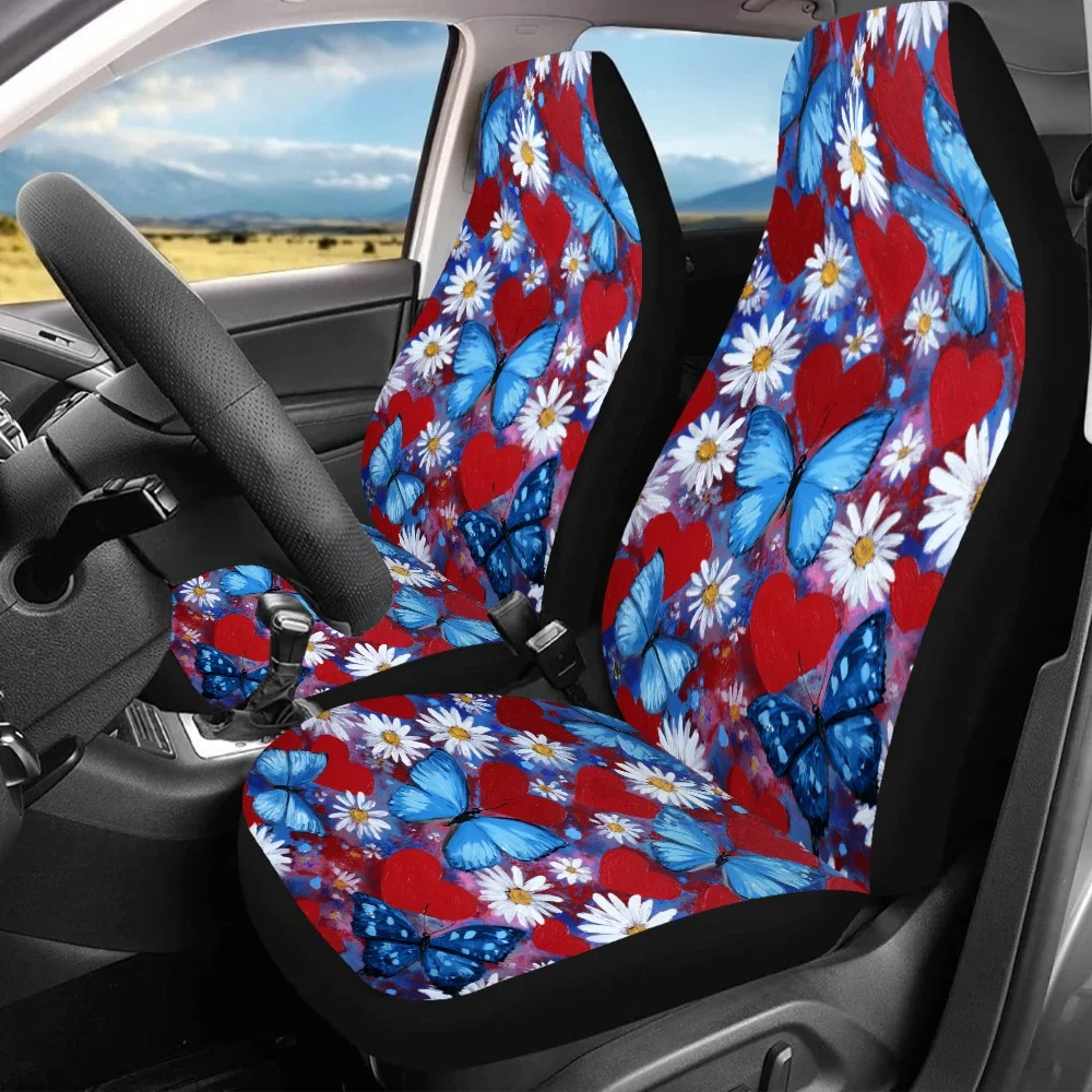 2 housses de siège de voiture imprimées Butterfly Meadow, pour tous, protection des sièges avant de voiture, convient aux voitures, SUV, berlines, améliore la qualité de conduite