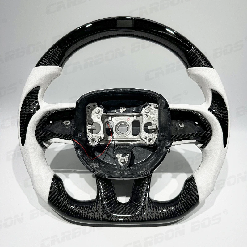 

White Steering Wheel for Dodgo with LED Carbon Fiber Sport Steering Wheel for Challenger Hellcat Fashion Car Parts New Design
