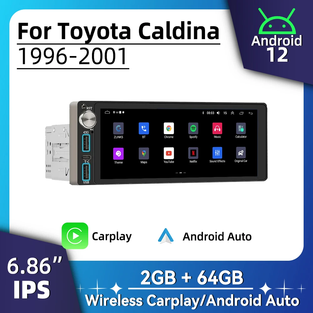 Carplay Autoradio Android Car Multimedia for Toyota Caldina 1996-2001 6.86