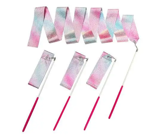 

4Pcs Rhythmic Gymnastics Ribbon 2m Shiny Twirling Streamer for Children Dance Classes Performances Creativity Booster