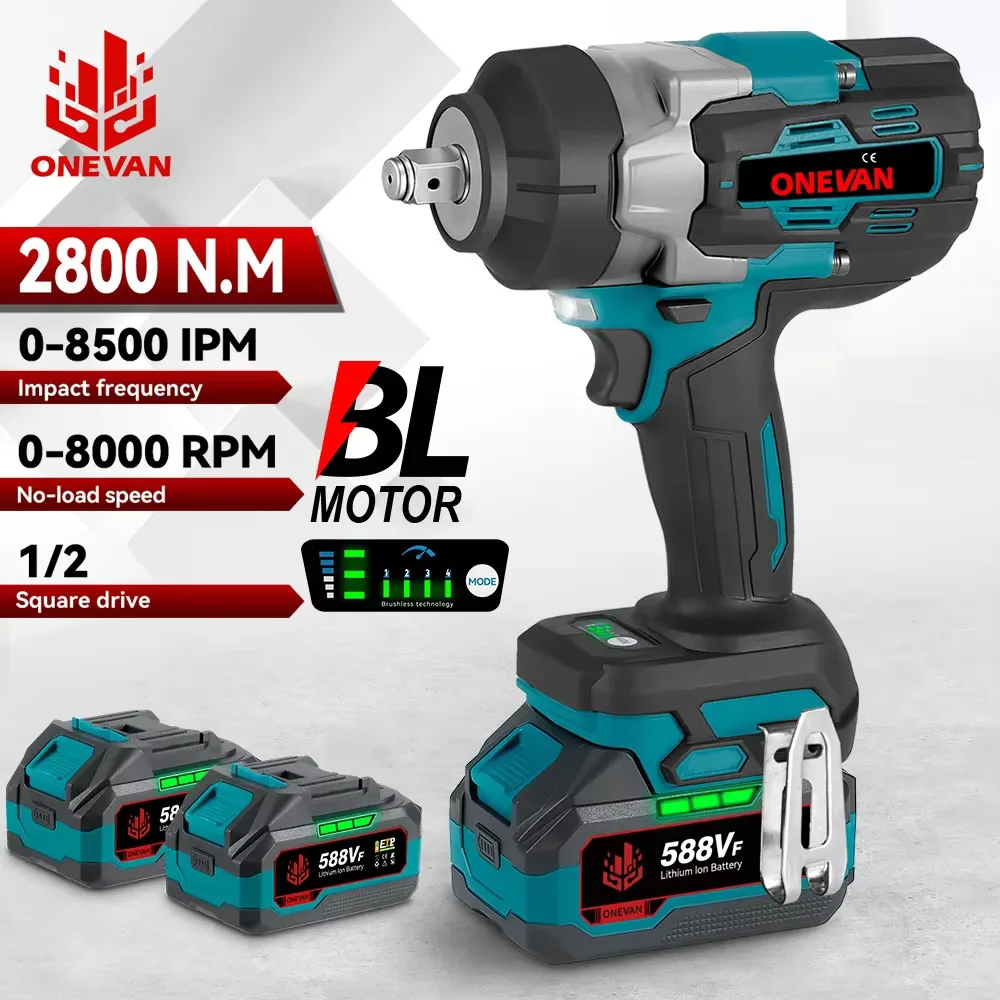 ONEVAN 2800N.M Torque Brushless Electric Impact Wrench 5 Speeds Cordless Wrench Screwdrive Power Tool  For Makita 18V Battery