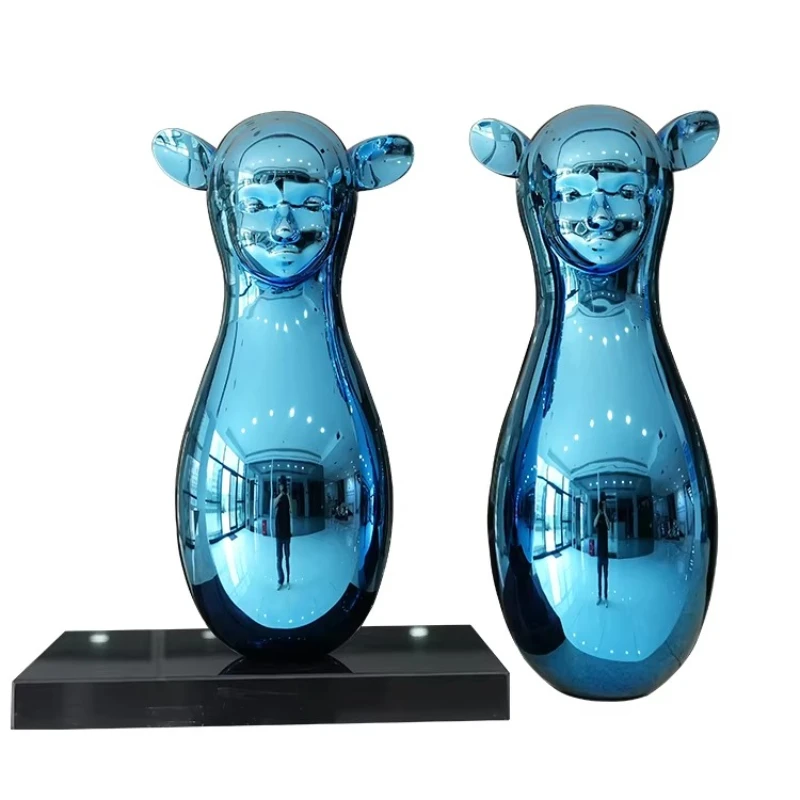 Electroplating Blue Mirror Polished Home Decoration Metal Crafts Stainless Steel Sculpture
