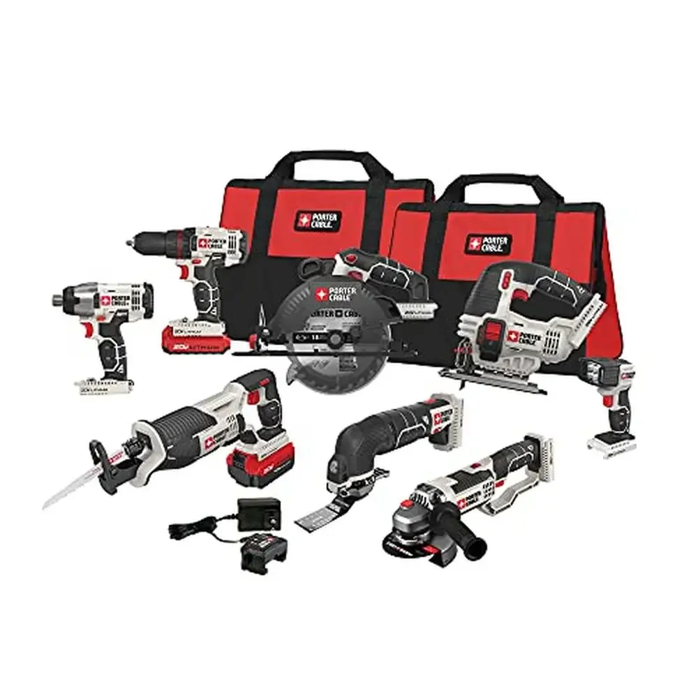 20V MAX 6-Tool Cordless Power Tool Combo Kit with Batteries and Charger by PCCK619L8 Lightweight Ergonomic Design Jobsite