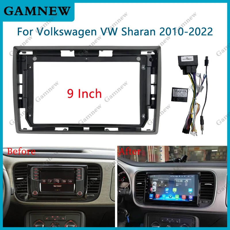 Kit de montaje de Fascia para marco de coche de 9 pulgadas, adaptador Canbus Box, Radio Android, Panel de tablero de Audio, bisel para Volkswagen Beetle 2012-2018
