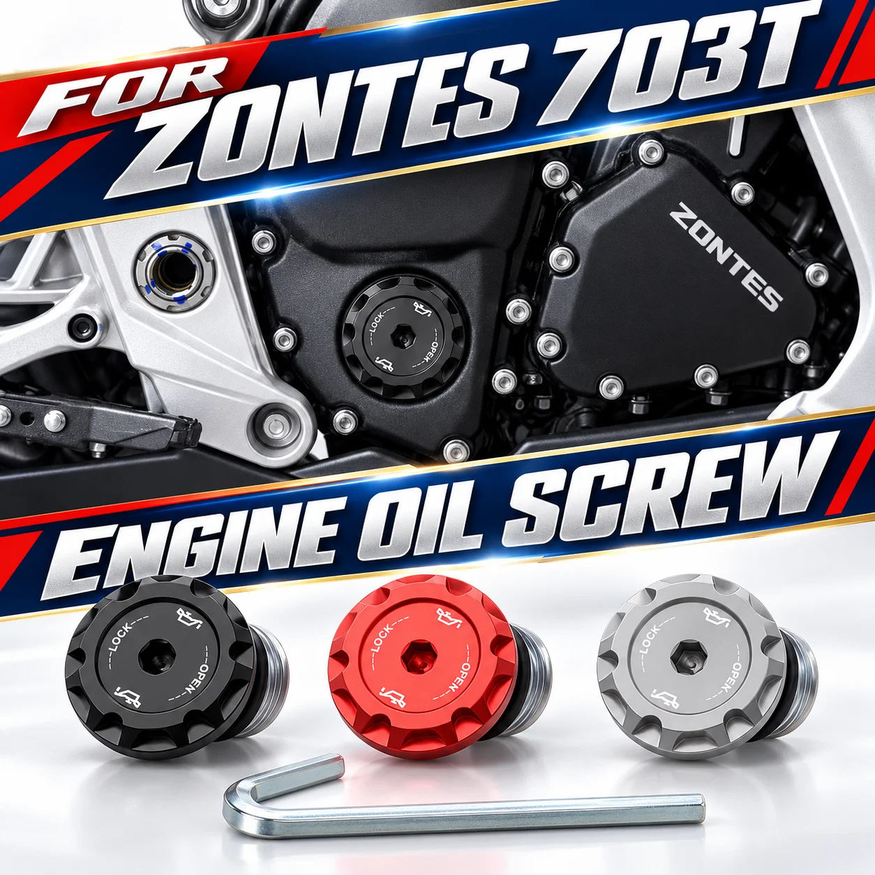 Custom Thread Anti-Theft Oil Drain Screw Oil Port Bolt Fit For ZONTES 703T 703RR/R 703F Motorbike Parts