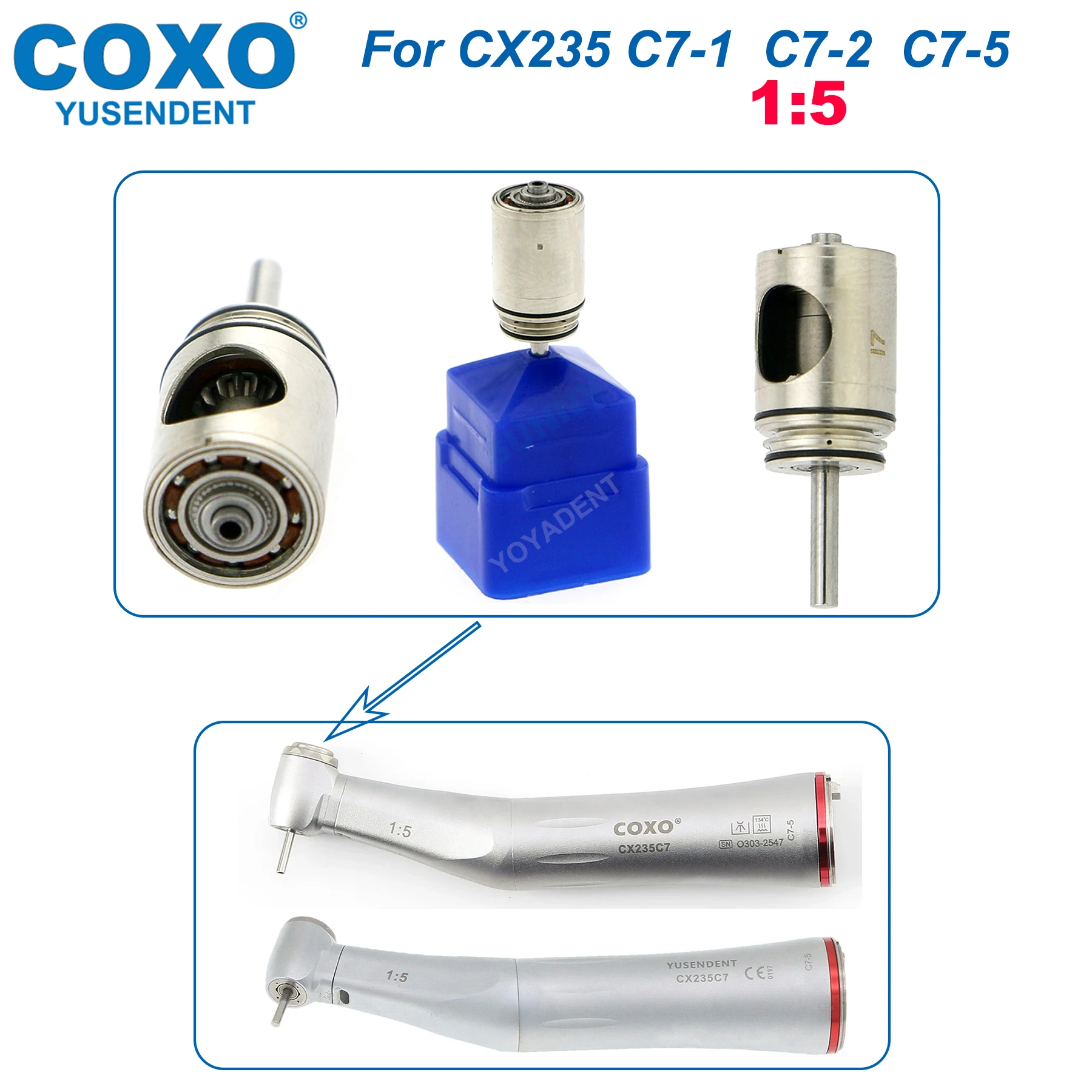 

COXO Dental Turbine Cartridge For COXO 1:5 Increase Speed CX235 C7-1/C7-2/C7-5 Handpieces Accessories