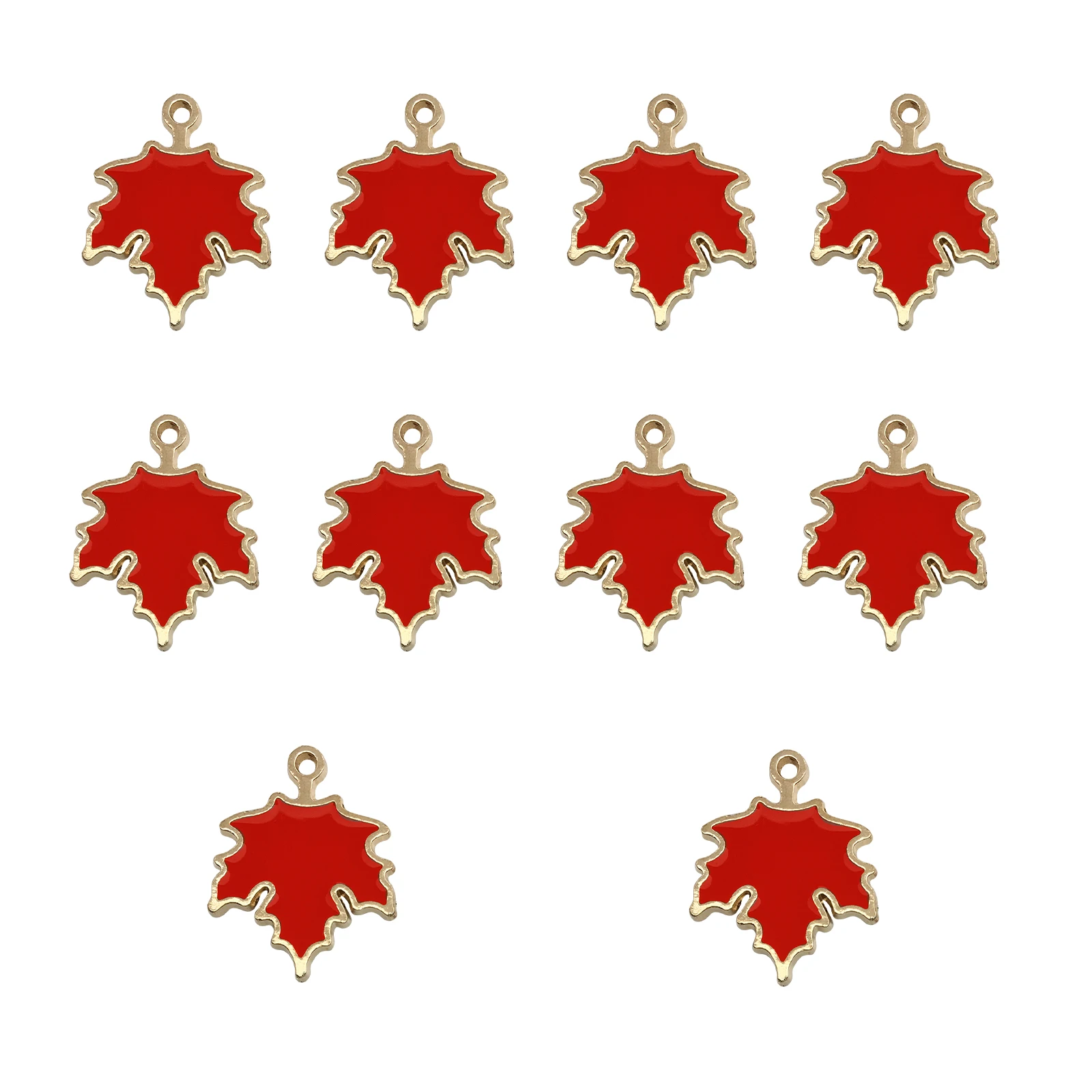 10Pcs Autumn Maple Leaf Charms for DIY Jewellery Making