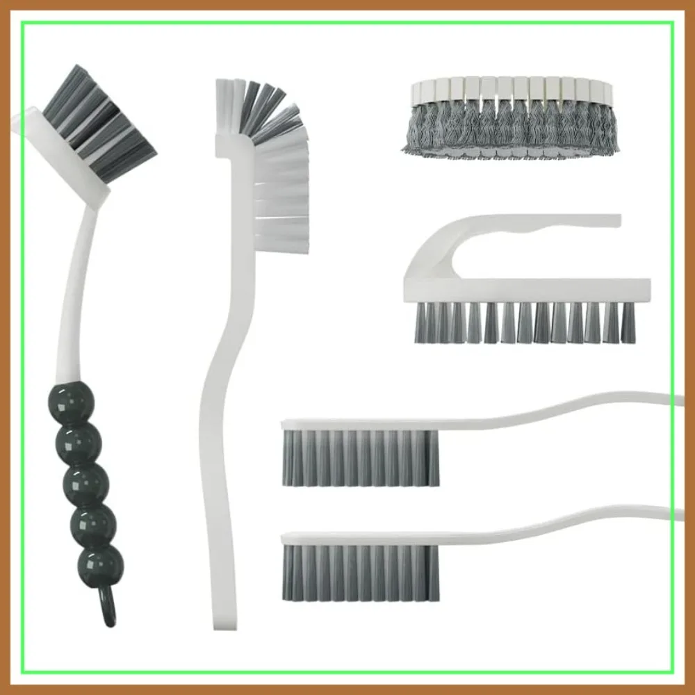 

6-Piece Scrub Brush Set for Kitchen, Bathroom & Floor Cleaning - Durable Bristle Brushes for Dishes, Tiles, Corners