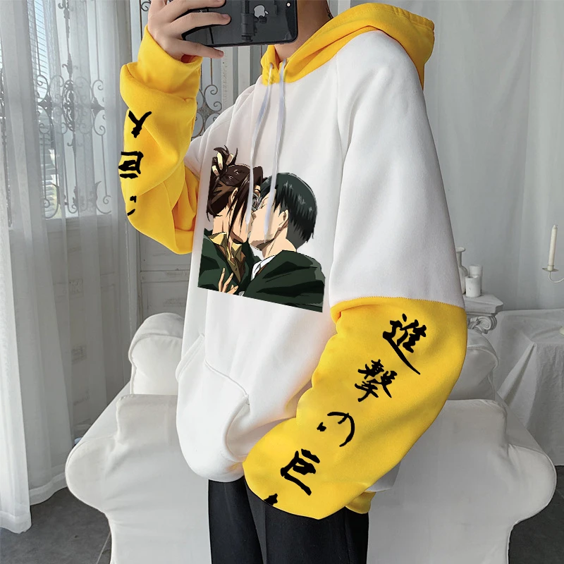 Attack On Titan Anime Hooded Print Men Women Hoodies Classic Sweatshirt Harajuku Pullover Levi Ackerman And Hanji Zoe Kiss Funny