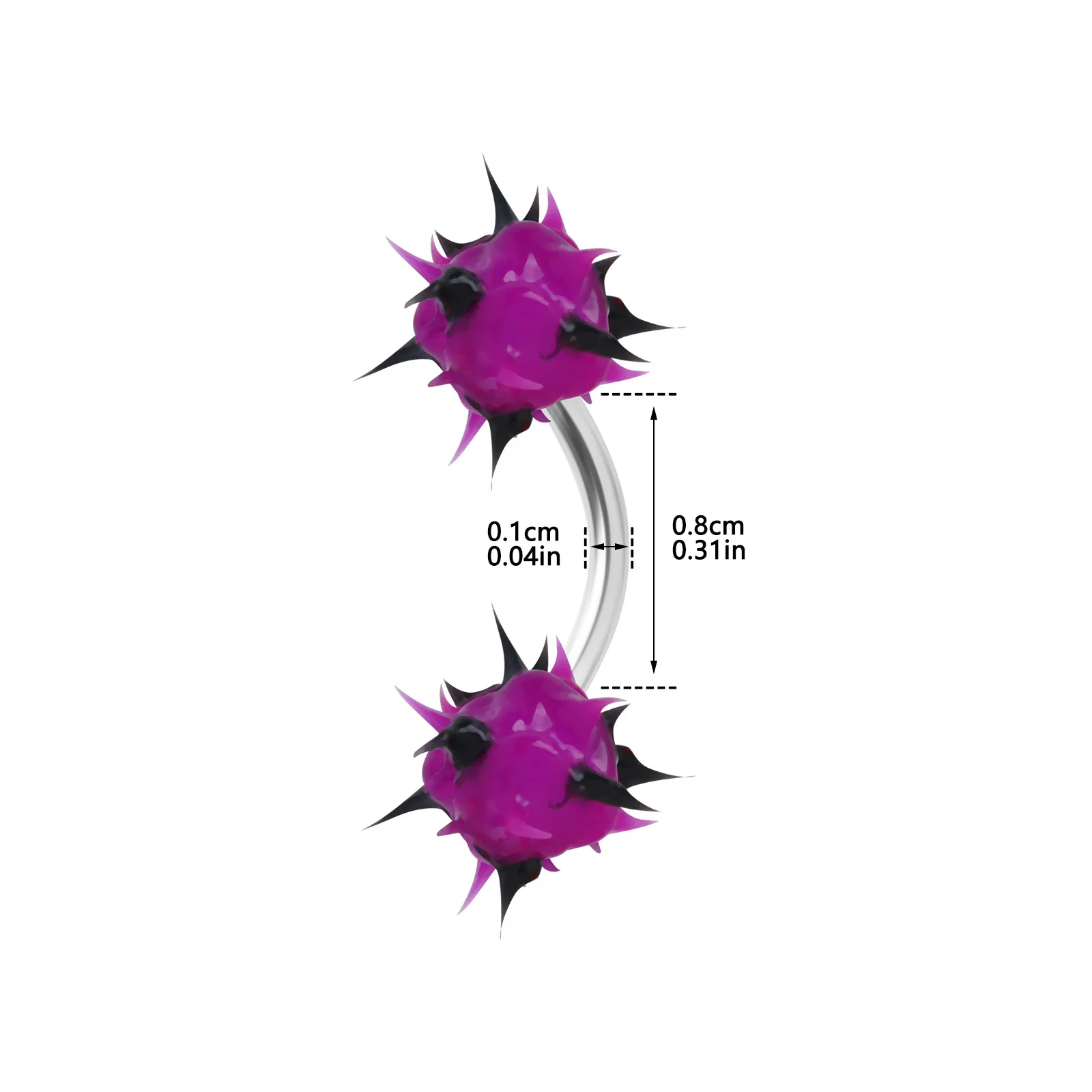 1Pcs stainless steel color thorn ball hairball silicone navel ring eyebrow nail personality accessories