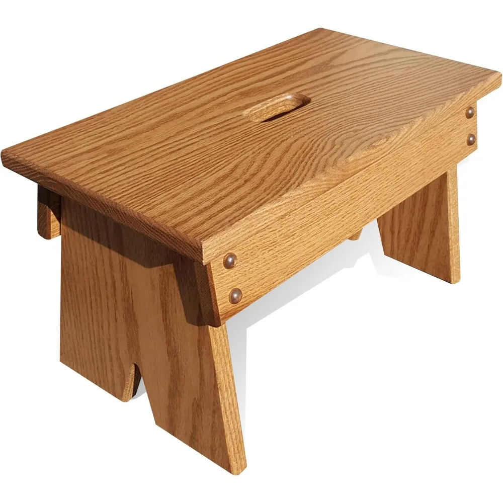 

Amish Handmade Kids Step Stool - Multipurpose Foot Stool for Bathroom, Bedroom, Living Room or Kitchen - Solid Oak (9" High, Pr