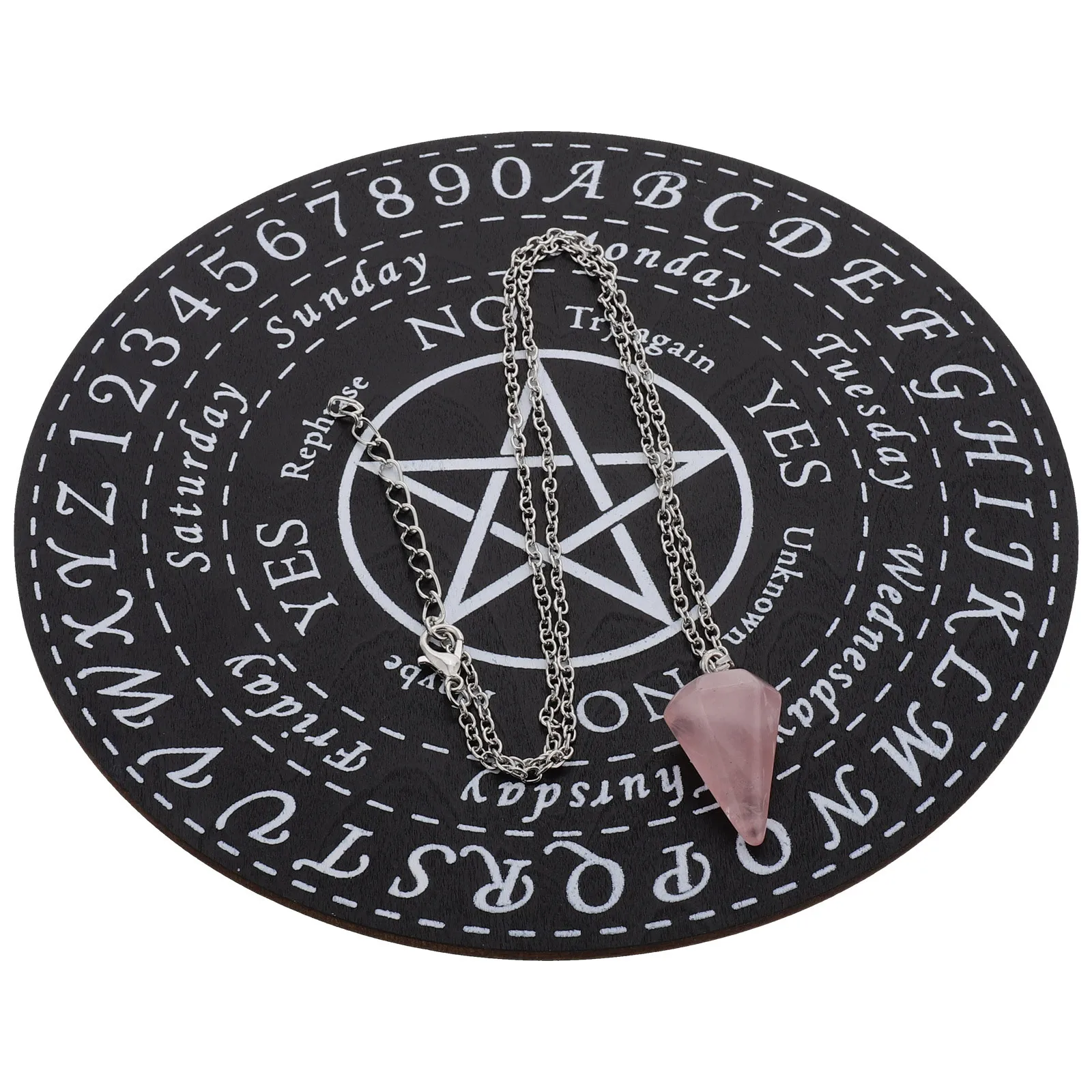 1 مجموعة من لوحة البندول الخشبية للعرافة منحوتة براعة ديكور المنزل التأمل زخرفة البندول الإجابة مجلس لعبة جديدة #4