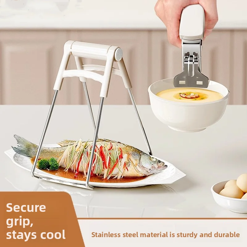

Stainl Steel Anti-Scalding Bowl Clamp Multi-Functional Kitchen Tool Sted Di ab Plate Clamp Heat Insulation Pad Clamp
