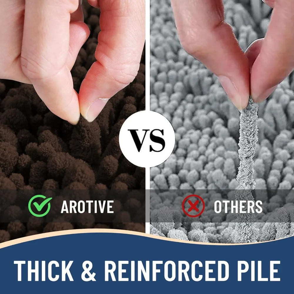 سجادة حمام شانيل فاخرة، ناعمة للغاية وسميكة ماصة وغير قابلة للانزلاق وقابلة للغسل في الغسالة، 40 × 24 بني