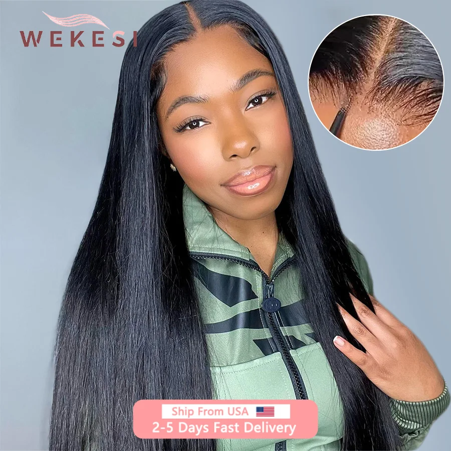 24 26 Inches Straight Glueless Human Hair Wig Ready To Wear Transparent Pre-Cut Lace Wigs Short BOB 100% Human Hair Closure Wigs