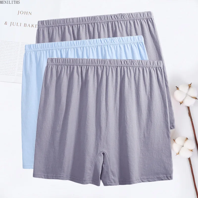 3pcs 100% Cotton Short Mens Comfortable Underpants Four Season Man Large Size Ventilate Underwear Males Loose High Waist Panties