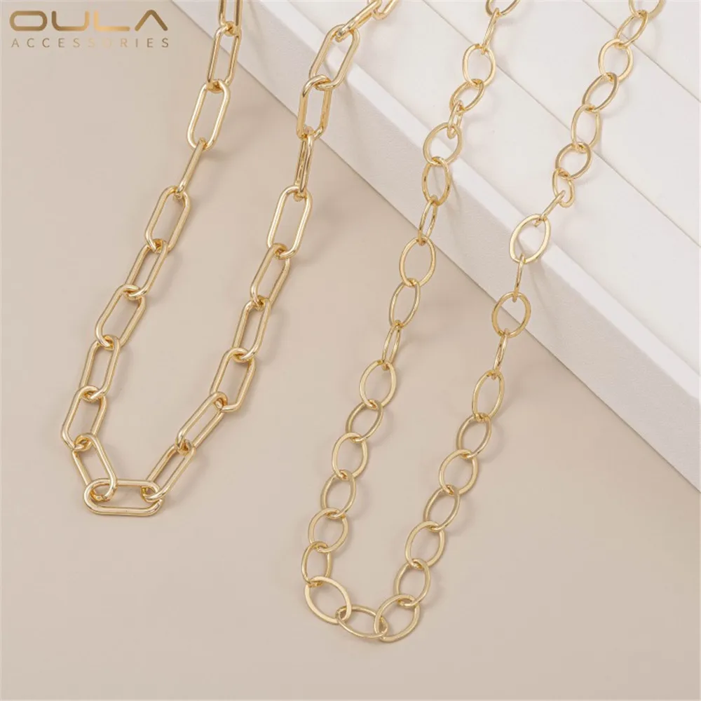 

14K Gold European American Style Thick Chain Rough Popular Handmade Loose Chain DIY Bracelet Sweater Chain Necklace Material