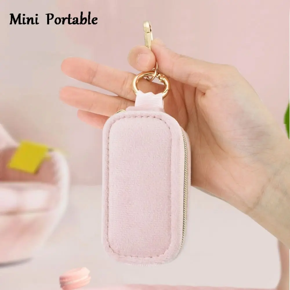 

Бархатные мини-шкатулки для драгоценностей, подвесной органайзер для ювелирных изделий на молнии, портативный с брелоком, футляр для хранения ювелирных изделий