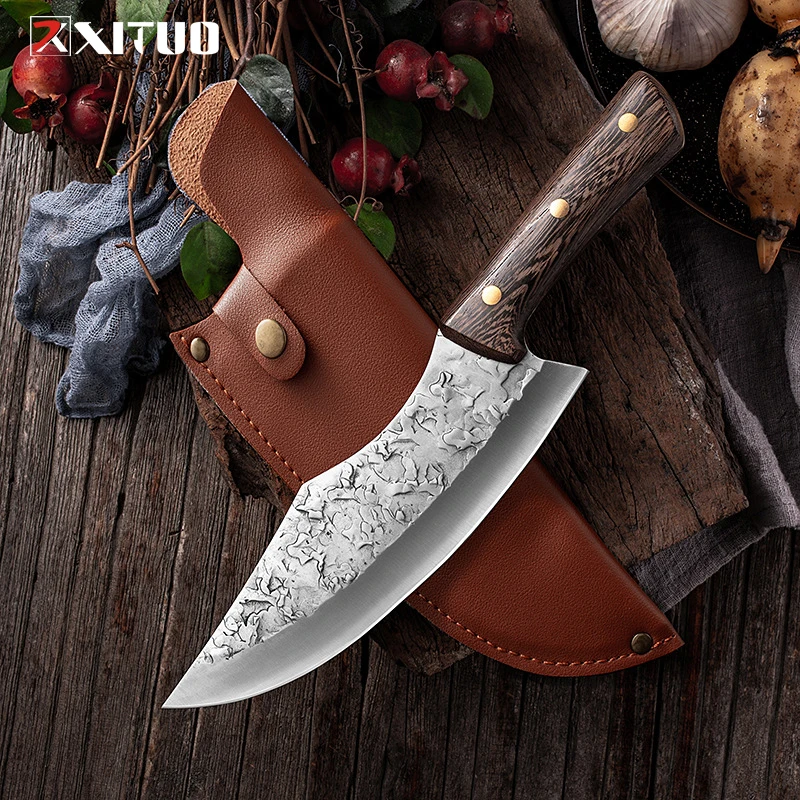 

XITUO Razor Sharp Slaughter knife 5Cr15 stainless steel multi-purpose meat cleaver Butcher knife Kitchen cooking cutting supplie