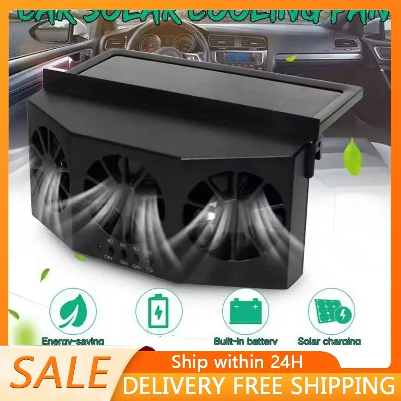 Car Exhaust Fan USB Rechargeable/solar Air Circulation Cooling and Heat Dissipation High Wind Power 2/3 Head Ventilation Fan