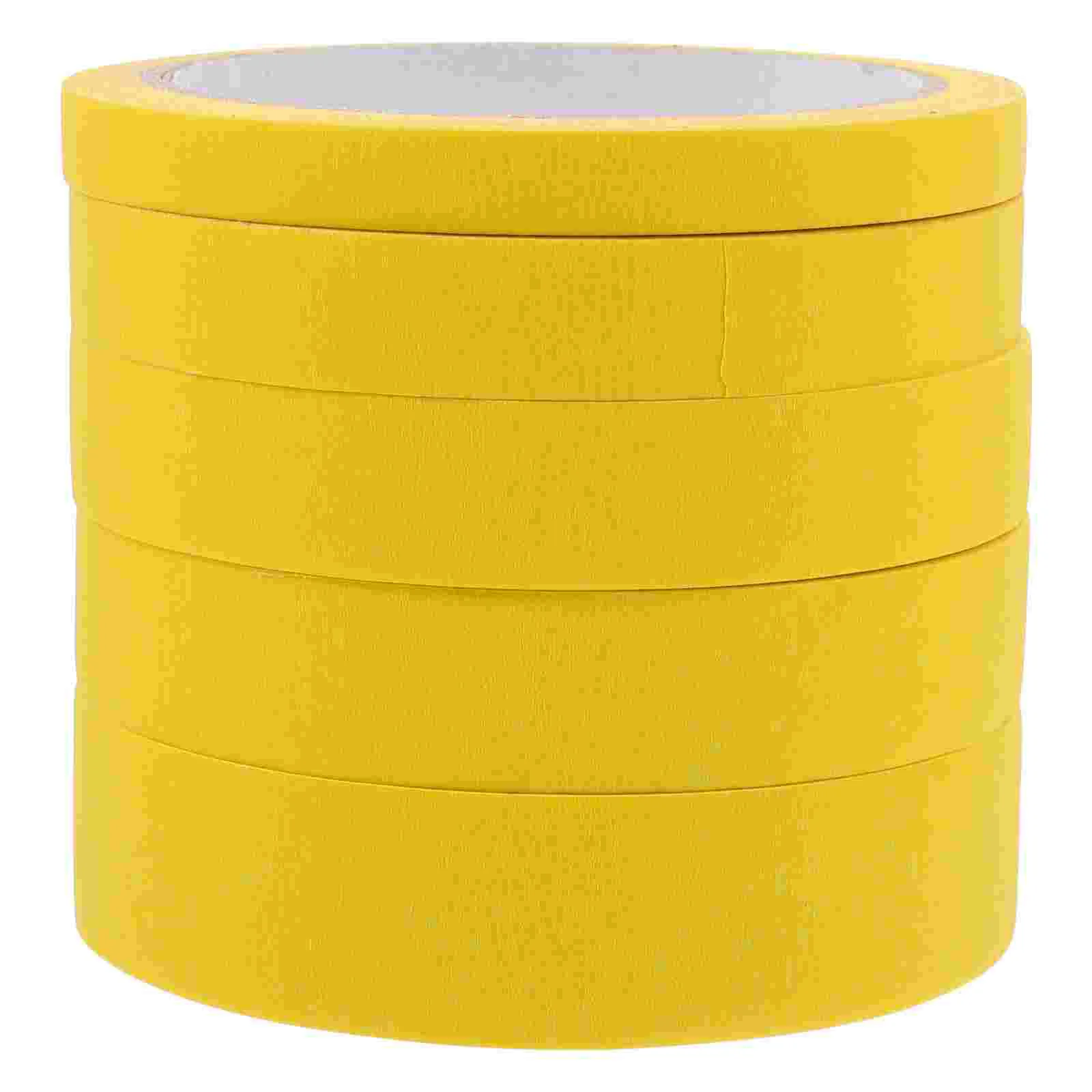 

5 Rolls Masking Tape Double Sided Sticky Self-adhesive Tapes Practical Car Painter Paper Durable Crepe for Furniture