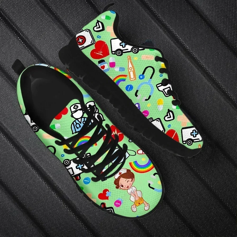

Nurse Girls Pattern Medical Print Women's Casual Sneakers Ladies Comfort Anti-Slip Flat Shoes Zapatos de enfermería