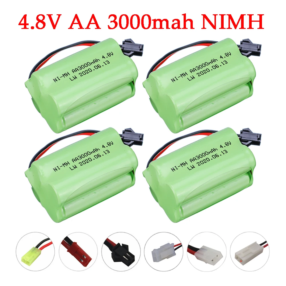 1/2/3/4/5Pcs 4.8V Nimh Batterij Voor Rc Auto 'S Tanks Vrachtwagens Robots Boten Rc Gun Rc Speelgoed Onderdelen 4.8V 3000Mah Batterij Sm/Tamiya/EL-2P