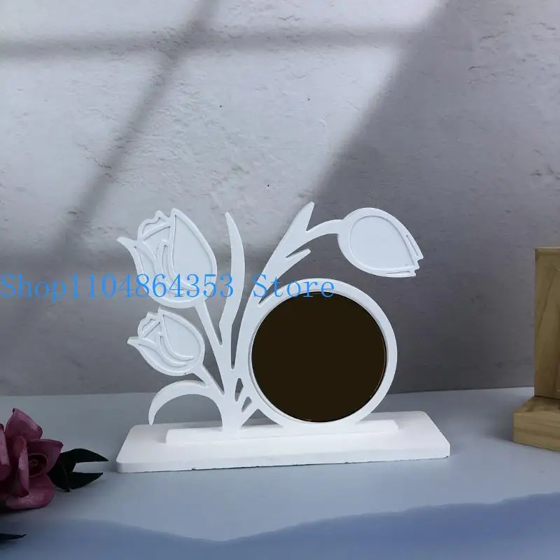 

652F Flower Shaped Epoxy Resin Picture Frame Molds with Small Pendant for Creative Desktop Decorations and Bookend
