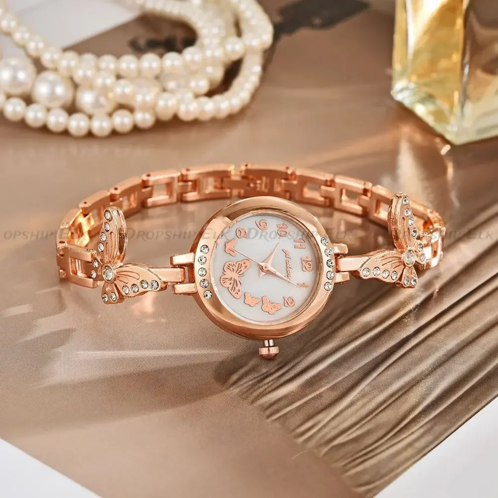 Изысканные часы-браслет со стразами и бабочками для женщин, популярные креативные цифровые кварцевые часы, оптовая продажа, Relojes Para Mujer