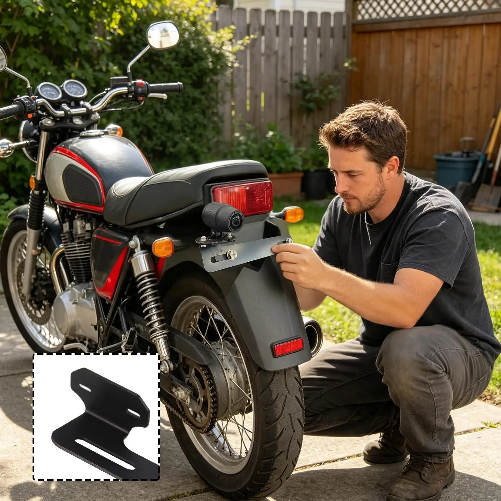 Motorcycle Rear Camera Bracket Rust-Proof Video Recorder Installation Base Rear License Plate Bracket For Beginner Enthusiast
