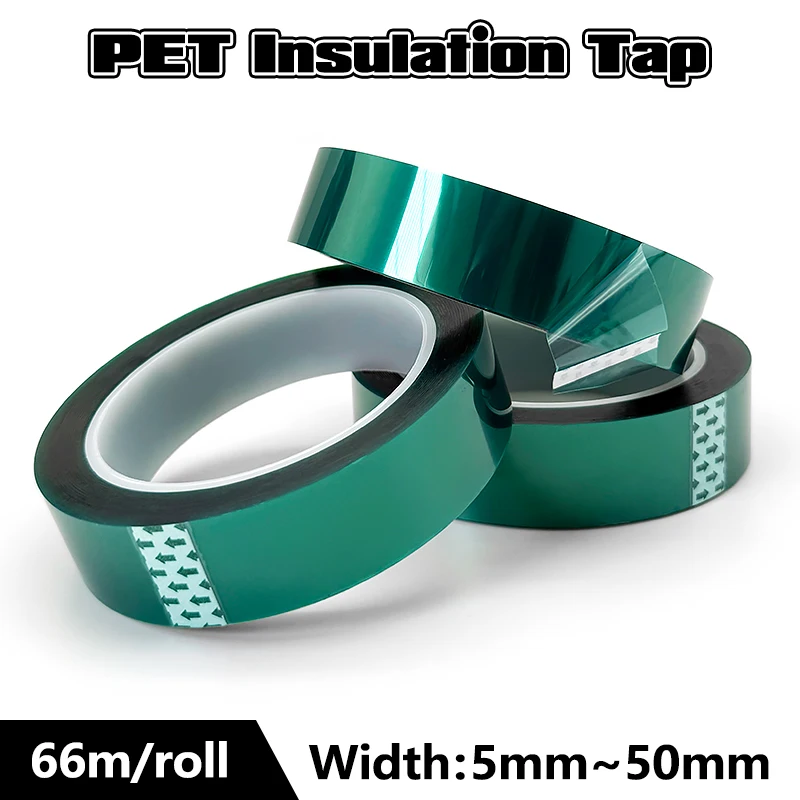 

Green PET Film Tape 3mm~200mm 66M/Roll High Temperature Heat Resistant PCB Solder SMT Plating Shield Insulation Protection