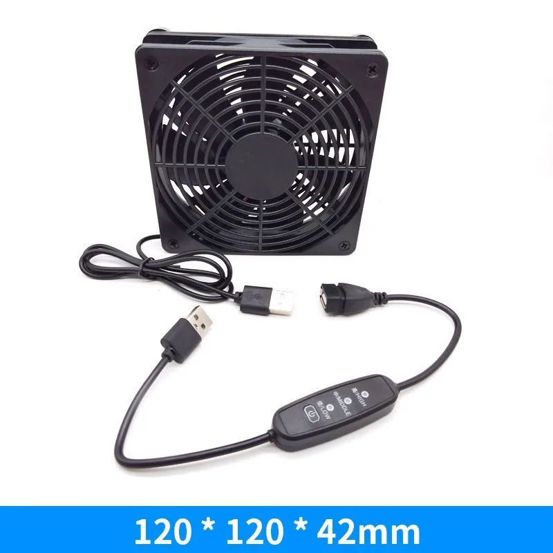 120Mm 5V USB Router Cooling Fan With Speed Controller DIY PC Cooler TV Box Wireless Silent Quiet For Router Modem Receiver