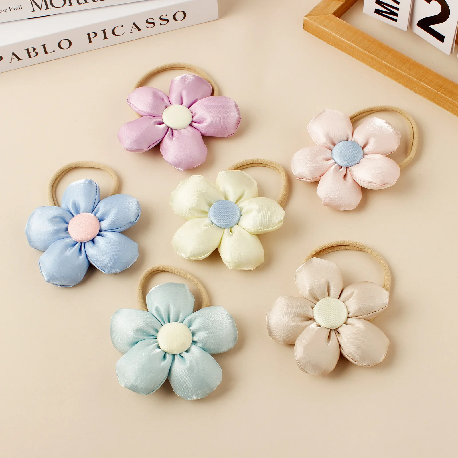 

Baby Girls Nylon Headband with big Flower kids Turban girls floral Headwrap Newborn Knot Hairband DIY Girls Hair Accessories