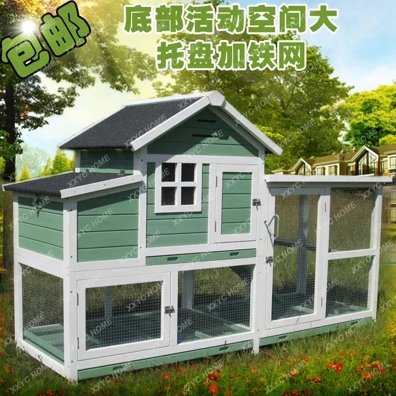 Outdoor chicken cage household chicken coop chicken coop pigeon cage breeding wooden cat house kennel rabbit cage