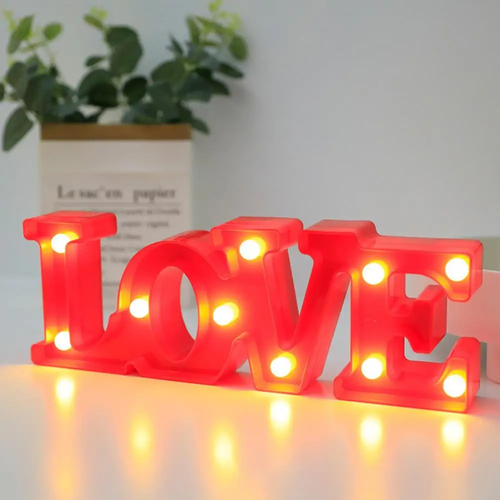 Excellent English Alphabet Light High Brightness Sweet Atmosphere Eye-catching Love Shape Letter Decorative Lamp