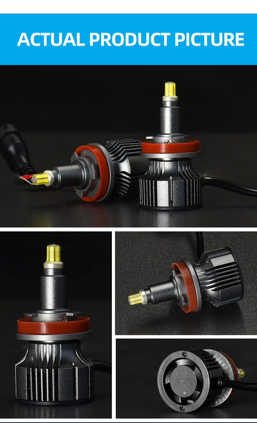 360 Grad leistungsstarke LED-Scheinwerferlampen H1 H7 H11 H8 9005 HB3 9006 HB4 9012 HIR2 6000 K weiß Plug-and-Play für Autoscheinwerferlicht – Detail 13