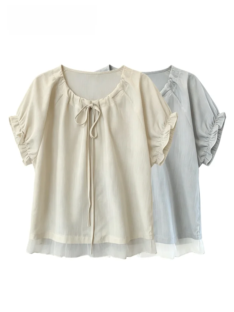 

CaraCLUB plus Size Women's Casual Loose round Neck Short Sleeve Shirt Summer Fashion plus Size Girls New Style Top