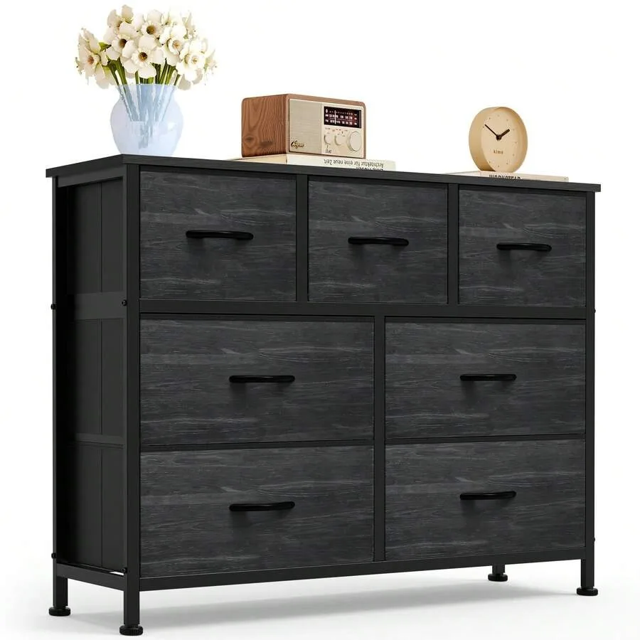 Sweetcrispy 7 Drawer Dresser With Fabric Bins, Fabric Storage Tower Organizer For Bedroom, Closet, Hallway, Entryway, Tall Ches