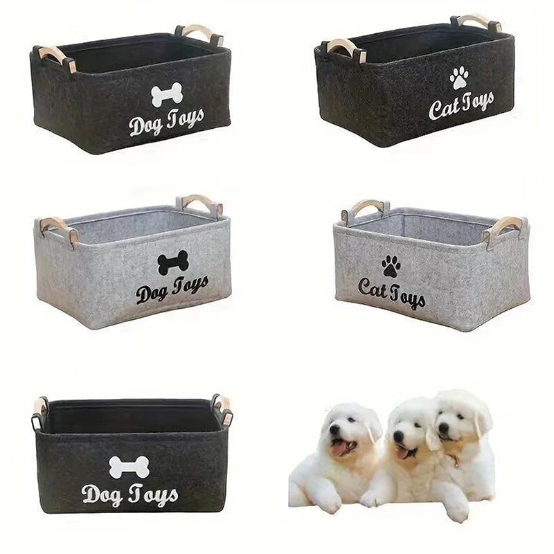 Toy Dog Basket Pet Storage Box Bin Organizer Toys Cat Accessory Container Bins Felt Baskets Containers Organizer