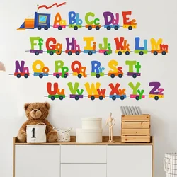 Cartoon Car Train 26 Letters Alphabet Wall Stickers for Kids Rooms Home Decor Children Wall Sticker Room Decoration Accessories