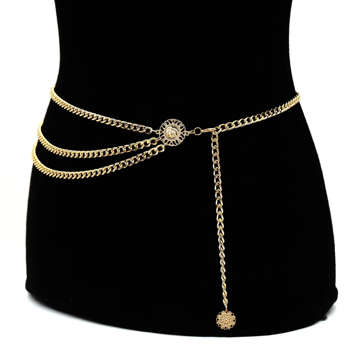 

New Fashion Luxury Designer Brand Metal Chain Belt For Women Golden Coin Personality Hip Hop Style Female Tassel Belts Ceinture