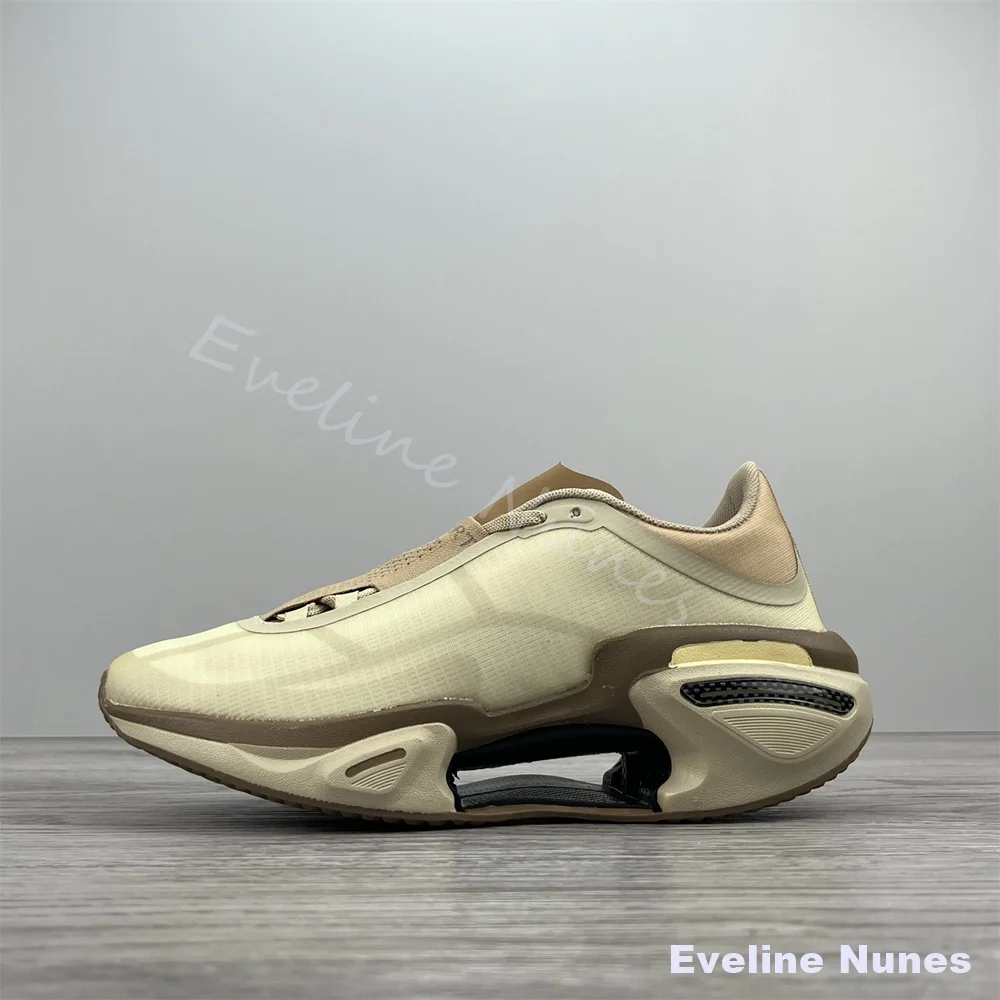 Hollow Split Cushion Sneakers Men Beige Breathable Mesh Shock Absorption Non Slip Running Trainers Street Sports Casual Shoes