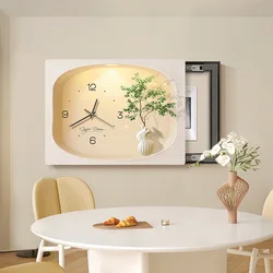 Electric meter box decorative painting with clock simple distribution box hanging painting no hole blocking mural clock
