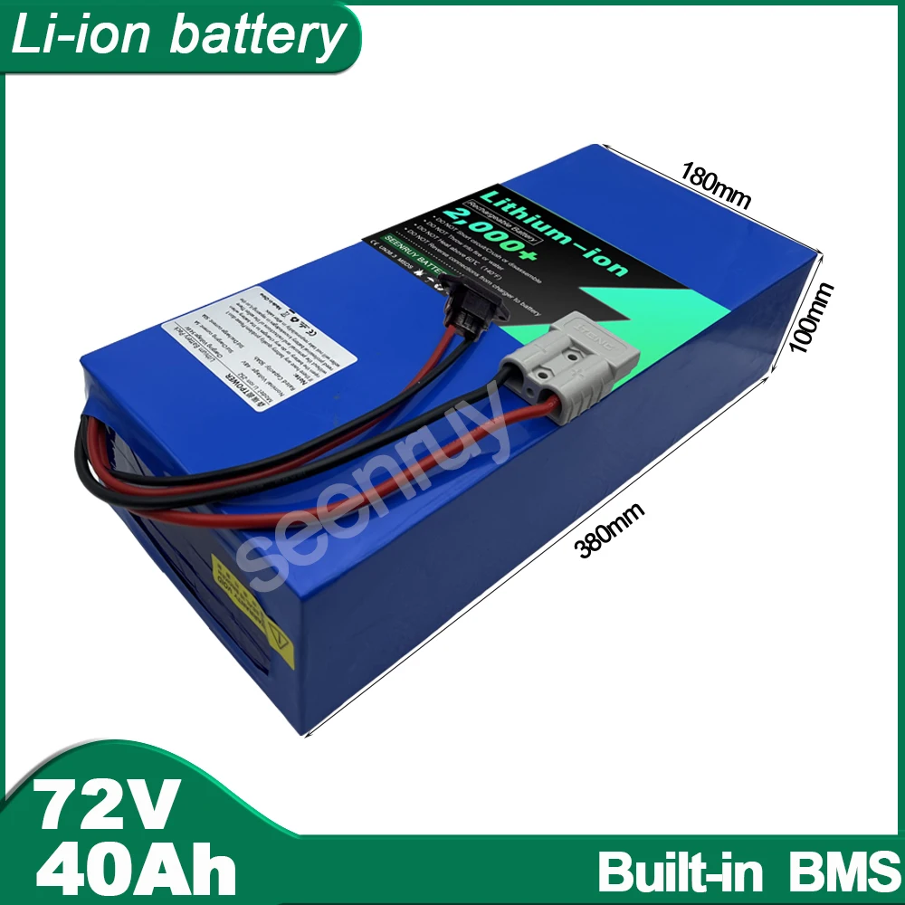 

72V 40AH Li-ion With Charger 50A 80A 100ALithium Polymer Battery Perfect For Motorcycle Tricycle Dirt E-bike Electric Scooter