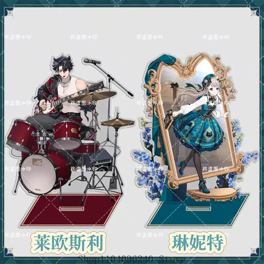 Genshin Impact Lynette Wriothesley أنيمي الاكريليك حامل نموذج لوحة مكتب ديكور الدائمة علامة التميمة طالب بطاقة شفافة #2