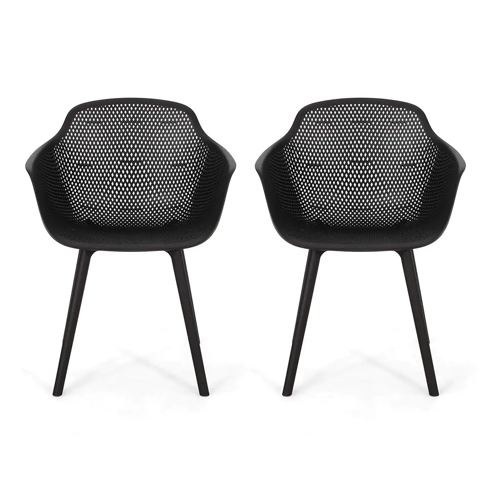 Silla de comedor de exterior Davina (juego de 2), polipropileno, negro