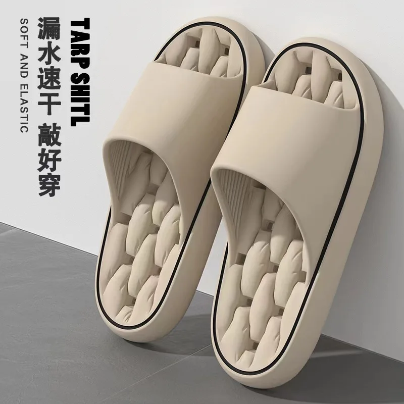 New summer men's simple hollow sandals anti slip and wear-resistant slippers bathroom shower women's couple slippers image 5